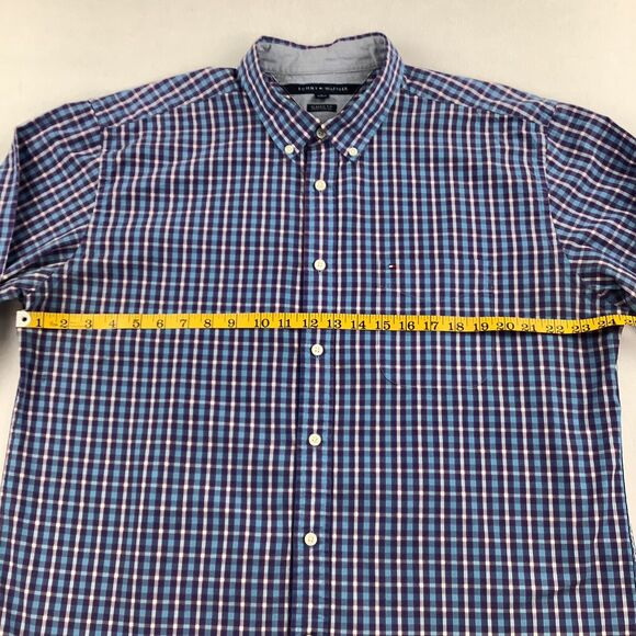 Tommy Hilfiger Men’s XL Plaid Shirt Button Up Down Long Sleeves Blue Classic Fit - Picture 9 of 16